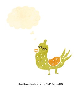 retro cartoon bird with thought bubble