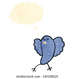 retro cartoon bird with thought bubble