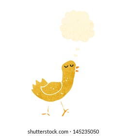 retro cartoon bird with thought bubble