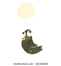 Retro-Cartoon-Vogel mit Gedankenblase