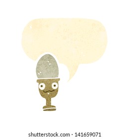 retro cartoon boiled egg with speech bubble