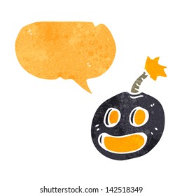 retro cartoon bomb with speech bubble