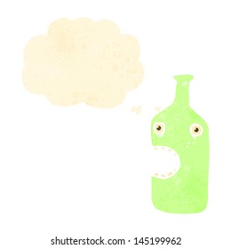 retro cartoon bottle with face