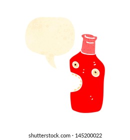retro cartoon bottle with face