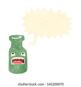 retro cartoon bottle with face