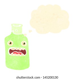 retro cartoon bottle with face