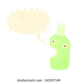 retro cartoon bottle with speech bubble