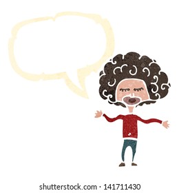 retro cartoon boy with big hair