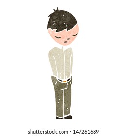 retro cartoon boy with hands in pockets