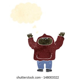 retro cartoon boy in hooded sweatshirt
