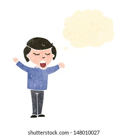 retro cartoon boy with idea