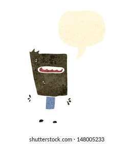 niño de dibujos animados retro con burbuja de habla