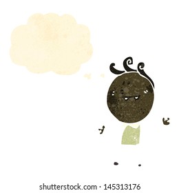 retro cartoon boy with thought bubble