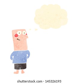 retro cartoon boy with thought bubble