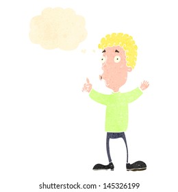 retro cartoon boy with thought bubble