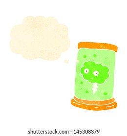 retro cartoon brain floating in jar
