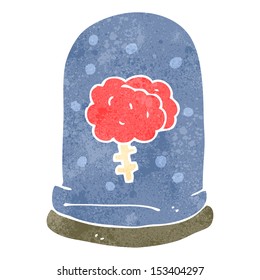 retro cartoon brain in jar