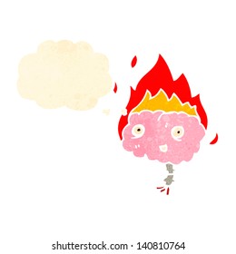 Retro-Cartoon-Gehirn in Brand
