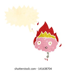 retro cartoon brain on fire
