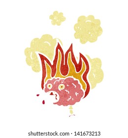 retro cartoon brain fire