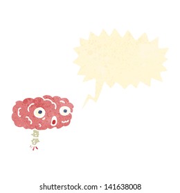 retro cartoon brain with speech bubble