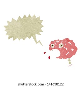 retro cartoon brain with speech bubble