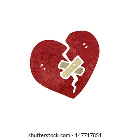 retro cartoon broken heart symbol