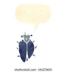 retro cartoon bug with speech bubble