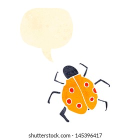 retro cartoon bug with speech bubble