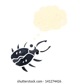 retro cartoon bug with thought bubble