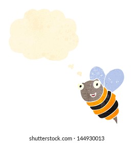 retro cartoon bumble bee with thought bubble