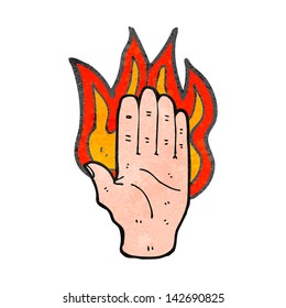 retro cartoon burning hand