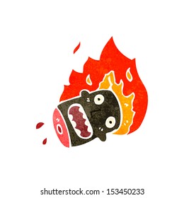 cabeza de quema de dibujos animados retro
