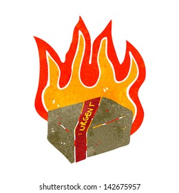 retro cartoon burning post package