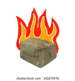 retro cartoon burning post package