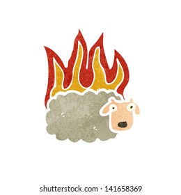 Retro-Cartoon beim Verbrennen von Schafen