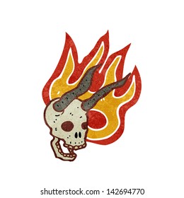 retro cartoon burning skull