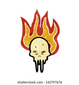 retro cartoon burning skull