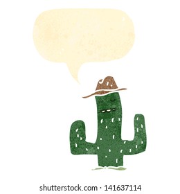 retro cartoon cactus with speech bubble