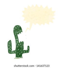retro cartoon cactus with speech bubble