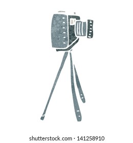 cámara de dibujos animados retro en trípode
