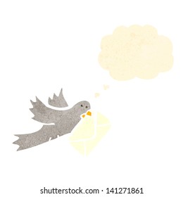 retro cartoon carrier pigeon