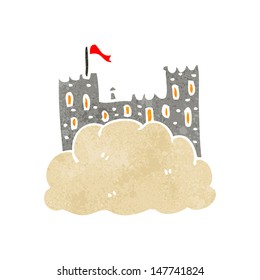 castillo de dibujos animados retro en la nube