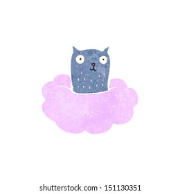 gato retro de dibujos animados en la nube
