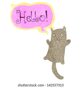 retro cartoon cat saying hello