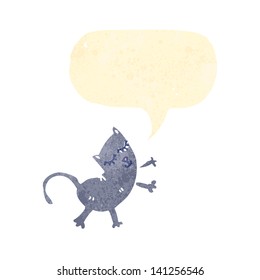 retro cartoon cat with speech bubble