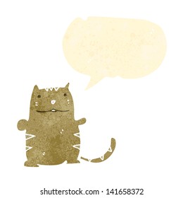 retro cartoon cat with speech bubble