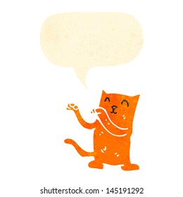 retro cartoon cat with speech bubble