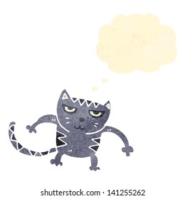 gato retro de dibujos animados con burbuja de pensamientos