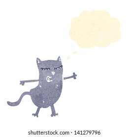 retro cartoon cat with thought bubble